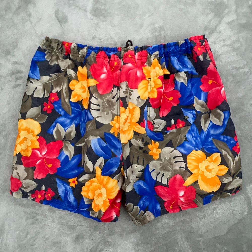 Sand N Sun Mens XL Swim Trunks Tropical Floral Board Shorts Rich Black SN138704H